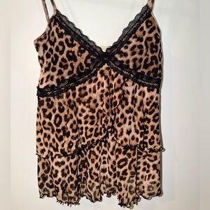 Frankee And Skylarr Leopard Ruffle Tank Sz XL